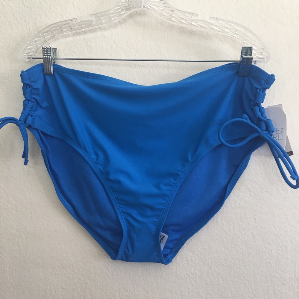 Time and Tru Blue Mid Rise Bikini Bottoms